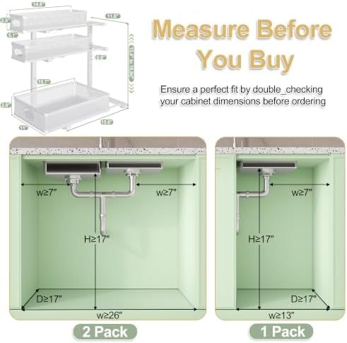 3 Tier White Under Sink Organizer,Kitchen Cabinet Storage Organizer(2 pack) - Image 2