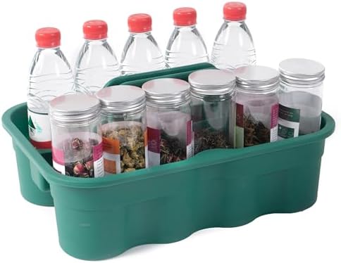 Matthew 5 Pack Large Plastic Tote Tool & Deluxe Supply Cleaning Caddy with Handle Portable Shower Basket Storage Caddy for Cleaning Products,Take-Out Drink,Bathrooms - Green - Image 5