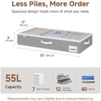 StorageWorks 6 Inch Low Profile Under Bed Storage Containers with Clear Lid | Reinforced Structure, Resists Sagging, Handles & Label Holder, Foldable Stackable Closet Storage for Clothes, Blankets, Toys - Image 2