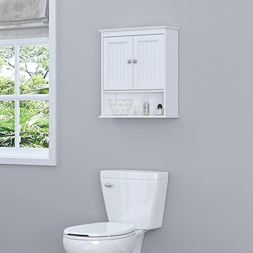 Spirich Bathroom Wall Cabinet with Beadboard Doors, White Medicine Cabinet - Image 4