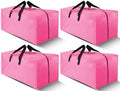 Cosy Family 4 Pack Heavy Duty Extra Large Moving Bags with Backpack Straps - Strong Handles & Zippers, Storage Totes For Space Saving, Fold Flat, Alternative to Moving Box, Pink by Cosy+Family