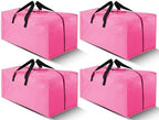 Cosy Family 4 Pack Heavy Duty Extra Large Moving Bags with Backpack Straps - Strong Handles & Zippers, Storage Totes For Space Saving, Fold Flat, Alternative to Moving Box, Pink by Cosy+Family