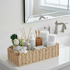 CubesLand Scalloped Toilet Paper Storage Basket W/Handle for Home Decor - Image 4