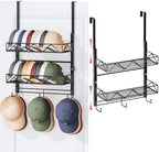 SWTYMIKI Over Door Hat Organizer - 3 Tier Wall Mounted Hat Rack with 2 Adjustable Metal Basket and 3 Hooks, Hanging Baseball Cap Organizer Storage Holds up to 29 Caps for Door, Bedroom, Closet by SwtyMiki-TidyHomeSweetLife