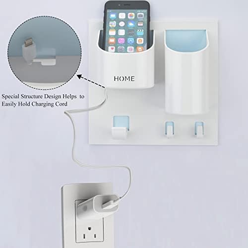 Bedside Shelf Organizer,Stick On Adhesive Wall Mounted Floating Shelf Holder for Phone,Headset,Reading Glasses,Remote Control - Good for Home,Dorm,Bedroom,Office (Vertical Type/White) - Image 4