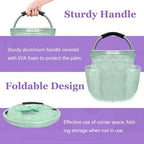 17L Cleaning Caddy for Cleaning Supplies, Foldable Tool Bucket Organizer with 6 Side Pockets, Portable Garden Tool Bag in PVC Resin, Folding Storage Basket for Camping, Gardening, Green - Image 5