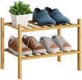 BMOSU 2-Tier Bamboo Small Shoe Rack Premium Stackable Shoe Shelf Storage Organizer for Hallway Closet Living Room Entryway Organizer (Natural Bamboo) by BMOSU