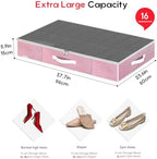 Onlyeasy Large Under Bed Shoe Organizer Container Box, Set of 2, Fit 16 to 32 Pairs of shoes, Underbed Shoes Closet Storage Solution, L37.7x W23.6x H5.9 inch, Cotton-like Pink, MXPUBS16P2 - Image 2