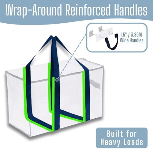 VENO 8 Pack Heavy Duty Moving Bags, Extra Large Storage Bags with Reinforced Handles & Strong Zippers, Foldable & Reusable Moving Box Alternative for Clothes & Dorm Storage - Image 2