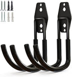 GeeWatom Garage Storage Utility Hooks，Garage Garden Tool Organizer，Steel Wall Mount Hooks, Large Garden U Hooks （2 Pack） (Type-2-Black) by GeeWatom