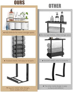 Aetyord Towel Racks for Bathroom - Wall Mounted Metal Rack with Wood Plank, Bathroom Storage Organizer, Towel Holder Stores 6 Large Rolled Towels Easily, Black with Wood Plank - Image 7