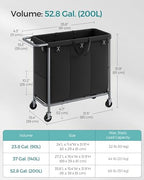 SONGMICS Laundry Basket with Wheels, 3-Section, 52.7 Gallons (199.5 L) - Image 6
