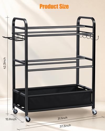 EXTCCT Ball Storage Rack with Wheels for Garage, Sports Equipment Organizer - Image 2