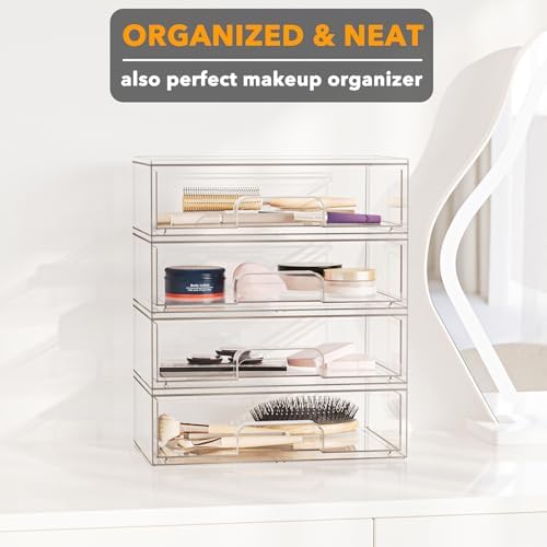 SpaceAid Bottle Storage Organizer Baby - Acrylic Bottles Station Organizer Container, Stackable Clear Drawers for Countertop, Vanity, Bathroom, Cabinet, Pantry Organization, 4 Pack, 4L, 13.7"H - Image 4