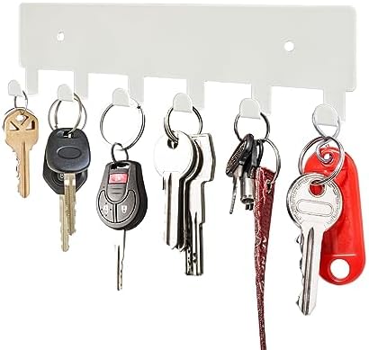 GTK Key Holder for Wall, Key Hooks with 6 Hooks, Wall Mounted Key Holder for Hallway, Self Adhesive Key Rack(White) - Image 2