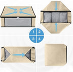 HomeHacks 4-Pack Clothes Organizer Storage Bags, 35L Storage Bins, Beige | Foldable Storage Box Container with Zippers, Clear Window, Reinforced Handles for Closet, Dorm, Pillows, Bedding, Sweater - Image 3