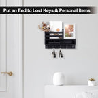 Key and Mail Holder Wall Mount, Key Hanger with Long Storage Box and 5 Hooks for Coat, Dog Leash, Home Decor Rack, House Accessories, Entry Way Organizer 11.8”W x 7.8”H x 3.2”D - Image 3