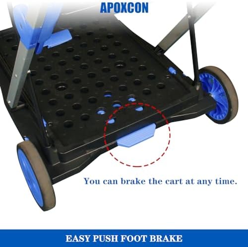 APOXCON Shopping Cart with 2 Storage Crates, Multi Use Two Tier Collapsible Cart with 360° Rolling Swivel Wheels Heavy Duty Folding Trolley for Shopping, Picnic and Office - Image 3