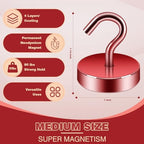 Neosmuk Magnetic Hooks Steel Tube Design for Cruise,80lb+ Red,10 Pack - Image 4