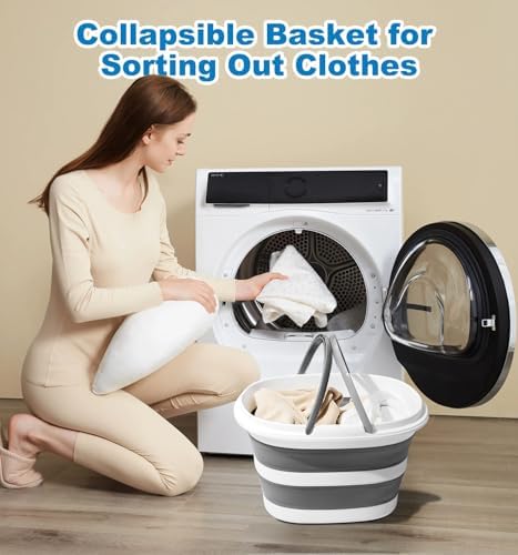 16L Collapsible Mop Bucket with Handles - Space Saving Foldable Silicone Tub for Cleaning, Laundry, Storage - Portable Wash Basin for Home & Car - 4.2 Gallon Compact Utility Bucket - Image 3