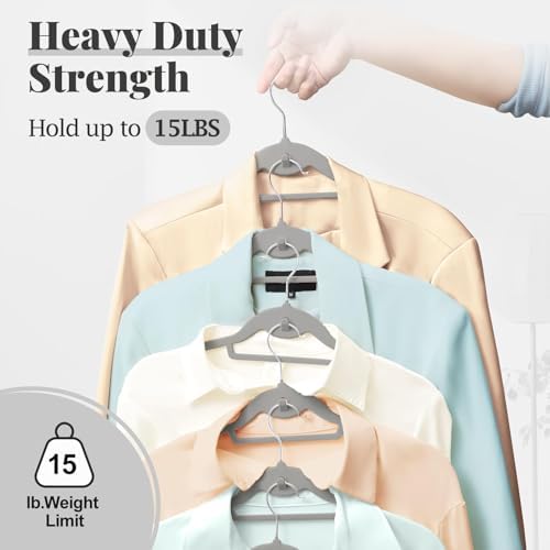 Velvet Hangers 50 Pack, S-Shaped and Stackable Felt Hanger(Gray) - Image 3