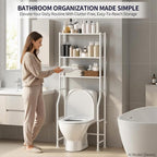 3-Tier Over Toilet Storage, Anti-Tip, 64" H, White - Image 3