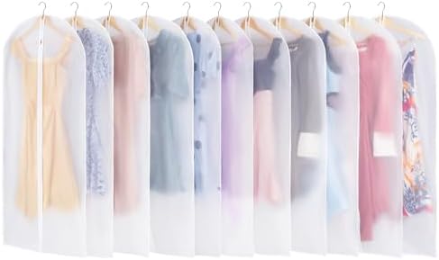 Carbrea 12 Pack Translucent Garment Bags for Hanging Clohes - 24" x 49" by Carbrea