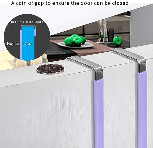 FYY Over the Door Hooks, Single-Hanger 4 Pack, Fits Doors 1 3/8" Lavender - Image 5