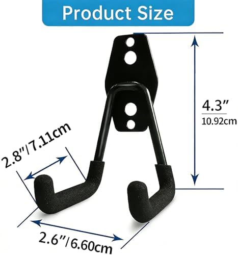 GeeWatom 2 Pack Garage Storage Utility Hooks，Garage Garden Tool Organizer，Steel Wall Mount Hooks, Garden Small U Hooks (Matte Black) - Image 2
