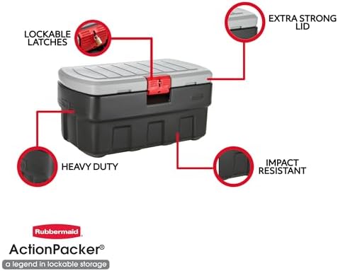 Rubbermaid ActionPacker Lockable Storage Box, 35 Gal, Grey and Black, Outdoor, Industrial, Rugged - Image 4