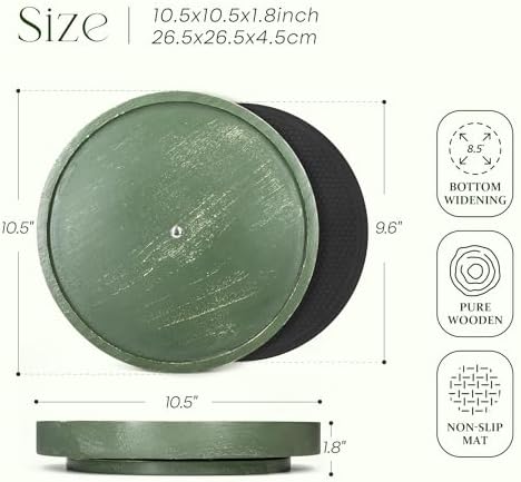 EOSAHR Non-Skid Wood Lazy Susan, Rotating Tray Organizer for Kitchen, Green - Image 6