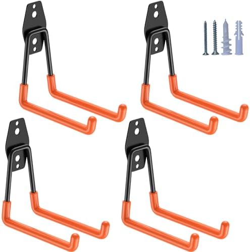 HUPBIPY Garage Hooks Heavy Duty 4 Pack, Wall Mount Ladder Hooks by HUPBIPY