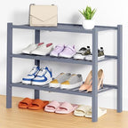 Smiry Bamboo Shoe Rack, 14 Vertical Slats, 3 Tier - 26.8" Wide, Grey by Smiry