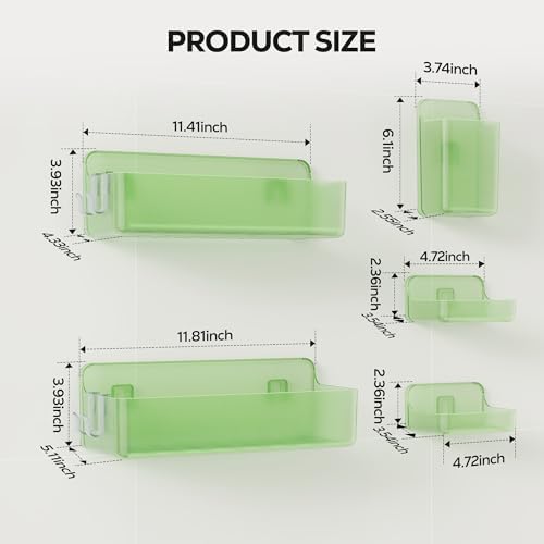 Nieifi Adhesive Shower Shelves, Green, 5 Pieces - Image 2