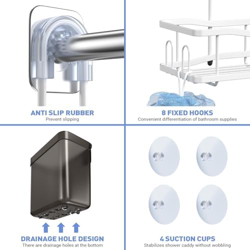 Hanging Shower Caddy Over Shower Head - No Drill Rustproof Shower Rack - Image 5