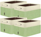 BALEINE 4 Pack Fabric Closet Storage Bins for Shelves, Linen Closet Organizers and Storage, Decorative Baskets for Organizing, Shelf, Clothes, Home, Office (Green, 12"x8"x8") by BALEINE