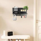 Key Holder Wall Mount, Solid Wood Key and Mail Organizer for Wall(Self Adhesive or Drill), 8 Hooks Key Rack for Entryway Hallway Bedroom Farmhouse Home Decor (Matte Black) - Image 4