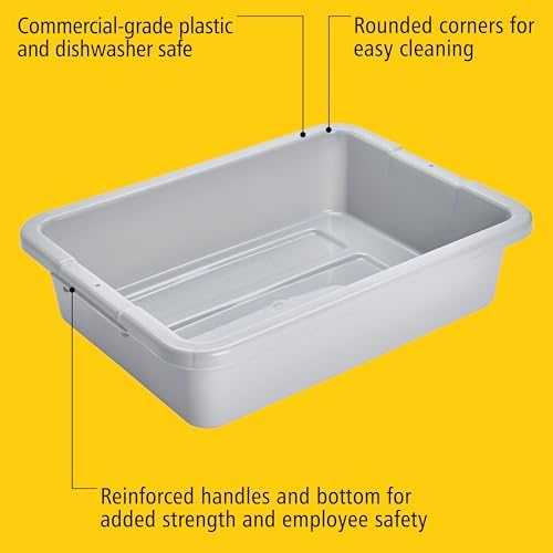 Rubbermaid Commercial Products Standard Bus/Utility Box, 4.6-Gallon, Gray, Plastic, Heavy Duty Restaurant Wash Basin/Dish Washing Tub for Kitchen Organization/Storage - Image 3
