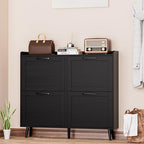 Shoe Storage Cabinet with 4 Flip Drawers, Freestanding Shoe Organizer with Adjustable Shelf & Anti-Tipping Device, Hidden Shoe Rack for Entryway, Hallway, Foyer, Lounge（Black） - Image 7