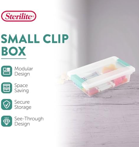 Sterilite Clip Box, Stackable Clear Plastic Bins- Small, 18-Pack - Image 2