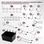 300-Piece Pegboard Hook Set, Pegboard Organizer Accessories for Hanging, Durable Metal Hooks for Tool Organization, Garage, Workshop, and Craft Storage - Image 5