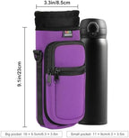 Nuovoware Water Bottle Carrier Bag, 25oz/32oz Bottle Pouch Holder, Adjustable Shoulder Hand Strap 2 Pocket Sling Neoprene Sleeve Sports Accessories for Men/Women Hiking Travelling, Purple - Image 4
