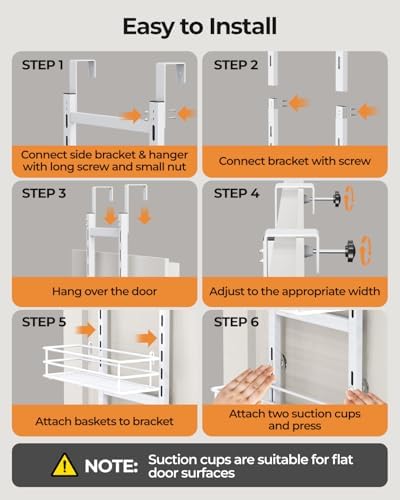 5-Tier Narrow Pantry Door Organizer,Over the Door Pantry Organizer,White - Image 6