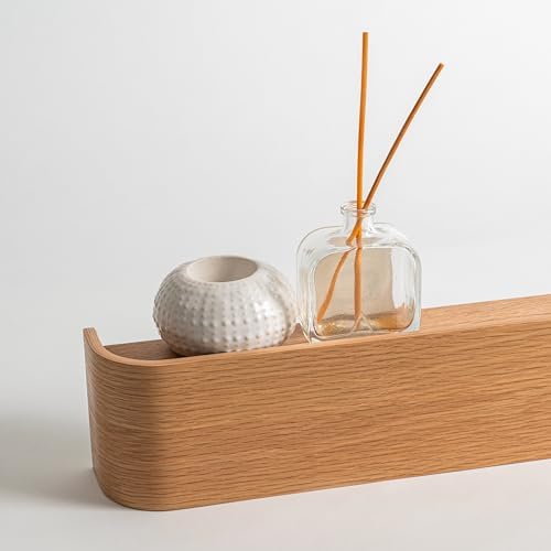 Kazai. Wall-Mounted Coat Rack 'Toke' - Modern Design Coat Rack with Hidden Wall Hooks - Solid Wood Veneer Panel Coat Hanger - Oak - Image 5