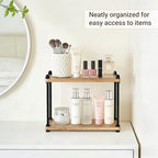 Mkono Bathroom Counter Organizer, 2 Tier Rustic Wood Countertop Sink Shelf - Image 4