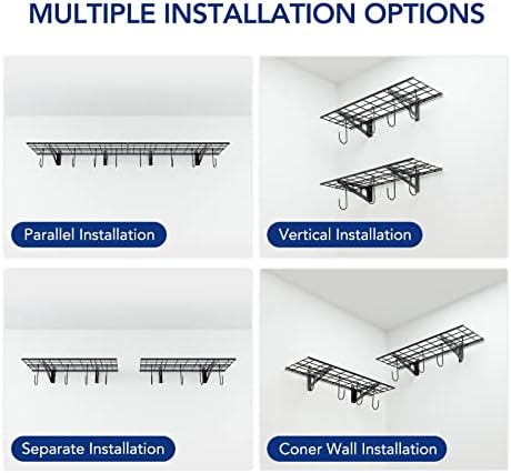 FLEXIMOUNTS 2-Pack 1x3 ft Garage Wall Shelving, Include 8 Bike Hooks, Black - Image 5