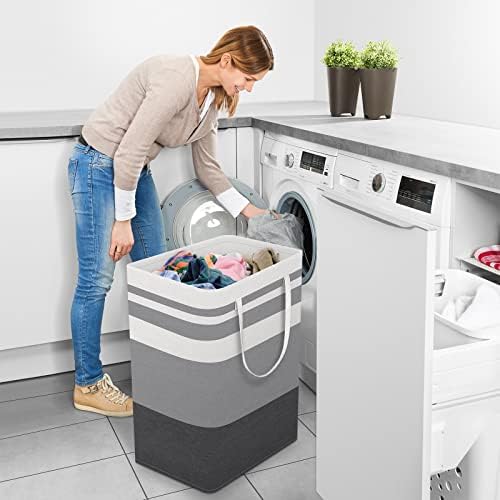 StorageRight Laundry Basket Hamper, 75L Collapsible Clothes Storage, Grey - Image 6