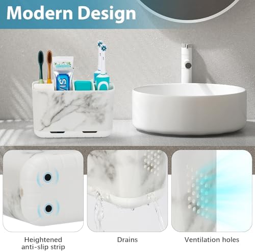Boperzi Toothbrush Holders for Bathrooms Organizers and Storage, Large Tooth Brush Holders, Electric Toothbrush and Toothpaste Organizer Caddy with Drainage Holes for Kids Family RV Camper - Image 4