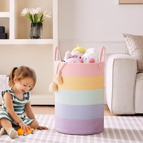 80L Extra Large Rainbow Hamper Laundry Basket for Girls Kids - Image 2
