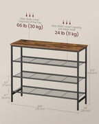 VASAGLE Shoe Rack, 4 Tiers, 12-16 Pairs, Metal Organizer Shelf - Image 3